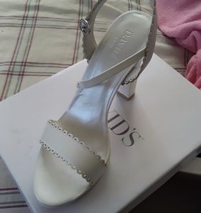 Pearl white block heels